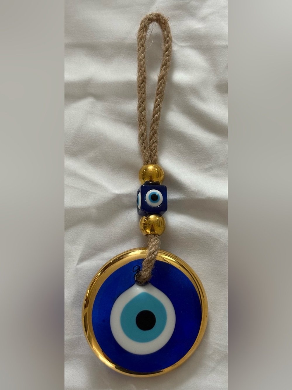 Blue and Gold Evil Eye Hanging Accent - Home Accents Handmade